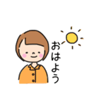 毎日使える。ゆるくてシンプルな女の子（個別スタンプ：1）