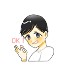 短髪男子とショート女子の日常スタンプ（個別スタンプ：3）