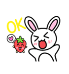 いちごとうさぎのスタンプ（個別スタンプ：3）
