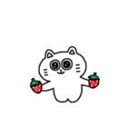 しろねこスタンプ☆いちご（個別スタンプ：7）