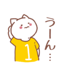 背番号1 黄色ユニフォームねこ【返事編】（個別スタンプ：10）