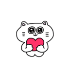 しろねこスタンプ☆ハート（個別スタンプ：1）