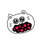 しろねこスタンプ☆ハート（個別スタンプ：3）