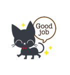 大人かわいい黒猫ちゃん【簡単な日常英語】（個別スタンプ：15）