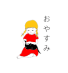 クロねこちゃんとおんなの子（個別スタンプ：2）