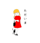 クロねこちゃんとおんなの子（個別スタンプ：4）
