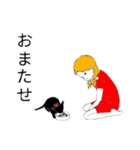 クロねこちゃんとおんなの子（個別スタンプ：5）