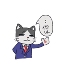 スーツ猫(ハチワレ)その2（個別スタンプ：3）