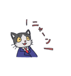 スーツ猫(ハチワレ)その2（個別スタンプ：11）