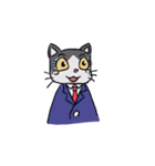 スーツ猫(ハチワレ)その2（個別スタンプ：33）