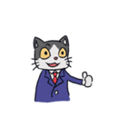 スーツ猫(ハチワレ)その2（個別スタンプ：34）