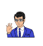 働く男性シリーズ：ミドル グラス JW（個別スタンプ：1）