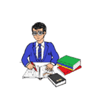 働く男性シリーズ：ミドル グラス JW（個別スタンプ：21）
