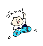 スケートボードが好きなねこ(白Tver)（個別スタンプ：3）