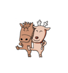 おかしな動物達（牛・鹿・カバ・馬・サイ）（個別スタンプ：1）