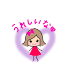 リボンの女の子のスタンプ（個別スタンプ：2）