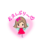 リボンの女の子のスタンプ（個別スタンプ：3）