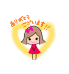 リボンの女の子のスタンプ（個別スタンプ：4）