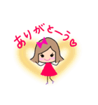 リボンの女の子のスタンプ（個別スタンプ：32）