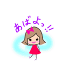リボンの女の子のスタンプ（個別スタンプ：40）