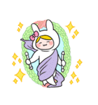 タロット占いをするウサギ（文字なし）（個別スタンプ：32）