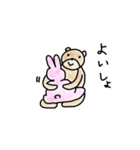 大きなクマとピンクのうさぎ（個別スタンプ：3）