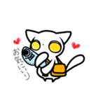 カバンを持った白ねこ（個別スタンプ：1）