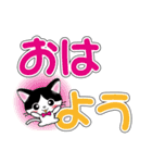 白黒はちわれ猫ちゃんのデカ文字スタンプ（個別スタンプ：1）