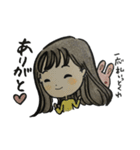 女の子とうさぎ 色鉛筆（個別スタンプ：1）