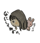 女の子とうさぎ 色鉛筆（個別スタンプ：4）