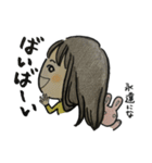 女の子とうさぎ 色鉛筆（個別スタンプ：5）