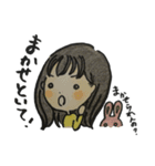 女の子とうさぎ 色鉛筆（個別スタンプ：6）