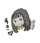 女の子とうさぎ 色鉛筆（個別スタンプ：7）