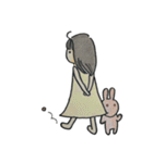 女の子とうさぎ 色鉛筆（個別スタンプ：10）