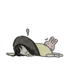 女の子とうさぎ 色鉛筆（個別スタンプ：18）