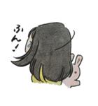 女の子とうさぎ 色鉛筆（個別スタンプ：28）