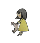 女の子とうさぎ 色鉛筆（個別スタンプ：32）