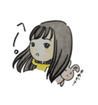 女の子とうさぎ 色鉛筆（個別スタンプ：34）