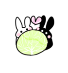 うさぎの白と黒。食べ物と風船編（個別スタンプ：2）
