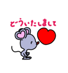 ハートの耳のネズミ（個別スタンプ：13）