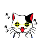 白黒ぶち猫のシンプルスタンプ（個別スタンプ：16）