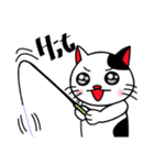 白黒ぶち猫のシンプルスタンプ（個別スタンプ：39）