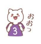 背番号3番 紫ユニフォームねこ【返事編】（個別スタンプ：26）