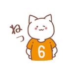 背番号6番 橙ユニフォームねこ【返事編】（個別スタンプ：9）