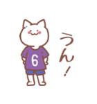 背番号6番 紫ユニフォームねこ【返事編】（個別スタンプ：2）
