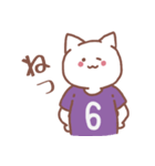 背番号6番 紫ユニフォームねこ【返事編】（個別スタンプ：9）