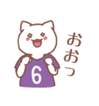 背番号6番 紫ユニフォームねこ【返事編】（個別スタンプ：26）