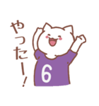 背番号6番 紫ユニフォームねこ【返事編】（個別スタンプ：27）