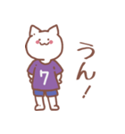 背番号7番 紫ユニフォームねこ【返事編】（個別スタンプ：2）