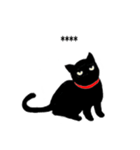 赤い首輪の黒猫 10文字カスタム（個別スタンプ：18）
